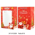 Bolsas de regalo de Navidad rojas festivas con Papá Noel y muñeco de nieve, pack de 10 - Rojo Grande Estilo B / Paquete de 10