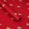 Premium red waterproof Christmas wrapping paper roll with gold tree patterns for gifts - Christmas Tree / 20 Sheets/Pack (53x56cm) / Red