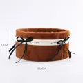 Round brown plush floral hug bucket packaging box with black ribbons, size 25.5x12cm - 25.5*12CM / Caramel