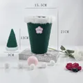 Green plush flower packaging bucket with dimensions 15.5x21cm and matching cone accessory. - Dark Green