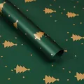 Dark green Christmas wrapping paper with gold tree pattern for gifts and flowers - Christmas Tree / 20 Sheets/Pack (53x56cm) / Green