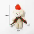 16cm Christmas teddy bear plush doll decoration with red knitted hat and striped scarf - Red Green Scarf Short Hat Teddy Cream White Bear / 16*8cm