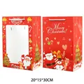 Sacs cadeaux de Noël rouges avec fenêtre et motif Père Noël, lot de 10, taille 20x15x30cm - Rouge Moyen Style B / Lot de 10