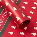 Waterproof red Christmas wrapping paper with white tree pattern and Merry Christmas text - Striped Christmas Tree / 20 Sheets/Pack (53x56cm) / Red