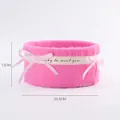 Premium soft pink plush round floral hug bucket gift box with ribbon, 25.5cm diameter - 25.5*12CM / Berry Pink