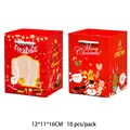 Bolsas rojas de regalo de Navidad con diseños de Papá Noel y renos, pack de 10 - Rojo Pequeño / Paquete de 10