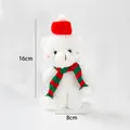 Soft white Christmas plush teddy bear doll with red hat and green scarf - Red Green Scarf Short Hat Blush White Bear