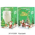 Bolsas de regalo de Navidad verdes con Papá Noel, pack de 10 unidades, 24x14x35cm - Verde Grande Estilo B / Paquete de 10
