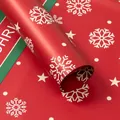 Red Christmas wrapping paper roll with white snowflake and star patterns - Striped Snowflake / 20 Sheets/Pack (53x56cm) / Red