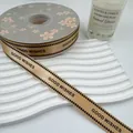 2cm champagne goud pied-de-poule lint met GOOD WISHES print voor DIY cadeauverpakking - 2CM*25 Yards / Khaki