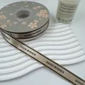 2cm breed champagne houndstooth lint met GOOD WISHES opdruk voor DIY geschenken - 2CM*25 Yards / Mocha Beige