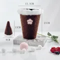 Plush brown ice cream style flower bucket with size markers for floral arrangements - Dark Coffee