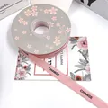 Pink velvet-edged grosgrain ribbon with CHANGE print for floral bouquet and gift wrapping - 1.5cm x 20 Yards / Lotus root pink
