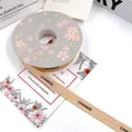 Premium frayed edge grosgrain ribbon with CHANGE print for flower and gift packaging - 1.5cm x 20 Yards / Khaki