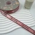 Ruban de satin rose 2 cm à motif pied-de-poule avec GOOD WISHES pour emballage cadeau - 2CM*25 Yards / Rose racine de lotus