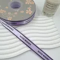 Ruban satin violet 2cm bordure pied-de-poule avec impression GOOD WISHES pour cadeaux - 2CM*25 Yards / Mauve Clair
