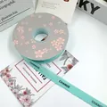 Mint green frayed edge grosgrain ribbon with black CHANGE printed text for gift wrapping - 1.5cm x 20 Yards / Turquoise Blue