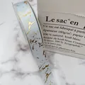 High-end 2.5cm light blue silk ribbon with elegant gold marble foil pattern for gift wrapping - 2.5cm*25 Yards / Light Blue Zircon