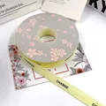 Light yellow frayed edge ribbed ribbon with CHANGE print for bouquet packaging - 1.5cm x 20 Yards / Light Yellow