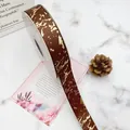Luxurious 2.5cm wide brown and gold marble pattern satin ribbon for premium gift wrapping - 2.5cm*25 Yards / Coffee