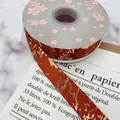 Premium 2.5cm rust orange satin ribbon featuring elegant gold marble foil patterns - 2.5cm*25 Yards / Dark Brown