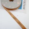 Bronze threaded ribbon with Special Day print for floral and gift packaging decoration - Special Day / 1.5cm x 50 Yards / Caramel color