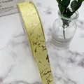 2.5cm premium yellow satin ribbon with golden marble pattern for luxury gift packaging - 2.5cm*25 Yards / Corn