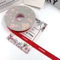 Elegant red grosgrain ribbon with 'CHANGE' text for gift and flower bouquet wrapping - 1.5cm x 20 Yards / Red