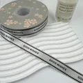 Ruban satiné pied-de-poule gris 2cm avec imprimé GOOD WISHES pour emballage cadeau DIY - 2CM*25 Yards / Gris Argent