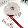 Red frayed edge grosgrain ribbon with CHANGE print for floral and cake gift wrapping - 1.5cm x 20 Yards / Burgundy