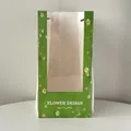 Elegant green floral paper gift bag with transparent window for flower bouquet packaging - Large (2 Pack) / Green Daisy