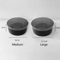 Two sizes of round transparent PET gift boxes with black bases and size measurements - Set of 2 (Medium + Large) / Black