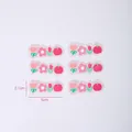 Set of 6 cute pink flower and apple acrylic charms, 5x2.1cm decorative DIY pieces. - Set of 6 / Double Layer Flower
