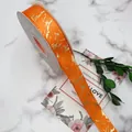 Elegant 2.5cm orange satin ribbon with gold marble pattern for luxury gift box wrapping - 2.5cm*25 Yards / Orange