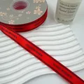 Ruban satin rouge pied-de-poule 2cm avec imprimé Good Wishes pour cadeau DIY - 2CM*25 Yards / Rouge