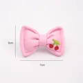 Fiocco in pelle rosa imbottito con ricamo a ciliegia, misura 7x5 cm per fiori. - 5 Pezzi / Rosa / 7x5cm