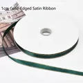 1cm dark green satin ribbon with decorative gold edges for gift and floral wrapping - 1.0cm * 100 Yards / Dark Green (Gold Edge)