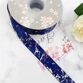 2.5cm luxury navy blue marble satin ribbon with gold foil texture for gift box wrapping - 2.5cm*25 Yards / Navy Blue