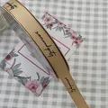 Premium golden grosgrain ribbon with black Serendipity print for flower and gift wrapping. - Serendipity / 1.5cm x 50 Yards / Khaki