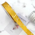 Premium 2.5cm yellow satin ribbon featuring elegant gold marble splatter patterns - 2.5cm*25 Yards / Gold