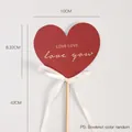 Heart-shaped flower bouquet message card with ribbon and stick for Valentine's Day - Insert Cards - Red (10 Sheets/Pack); See Details