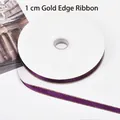 Professional 1cm wide purple satin ribbon with elegant gold edge for gift and floral wrapping - 1.0cm * 100 Yards / Grape Purple (Gold Edge)