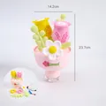 Electric automatic flower bouquet bubble machine handheld toy for kids pink and yellow design - 14.2x23.7cm / Pink