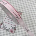 Elegant pink grosgrain ribbon with 'serendipity' text for flower and gift wrapping - Serendipity / 1.5cm x 50 Yards / Soft Pink