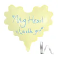Yellow heart-shaped wavy foil balloon with My Heart is With You print and ribbon - Heart Foil Balloons / 20 Pcs/Pack / Bright yellow