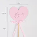 Pink heart-shaped bouquet insert card with Love You print and random color ribbon bow - Insert Cards - Pink (10 Sheets/Pack); See Details
