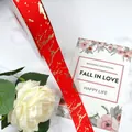 Elegant 2.5cm red satin ribbon with gold marble pattern for luxury gift packaging - 2.5cm*25 Yards / Red