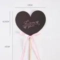 Heart-shaped message card with pink bow for bouquet decoration and Valentine's Day gifts - Insert Cards - Black (10 Sheets/Pack); See Details