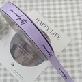 Elegant purple grosgrain ribbon with black serendipity text print for gift packaging - Serendipity / 1.5cm x 50 Yards / Light Purple