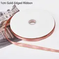 1cm elegant pink satin ribbon with gold edges for gift wrapping and floral design - 1.0cm * 100 Yards / Lotus Pink (Gold Edge)